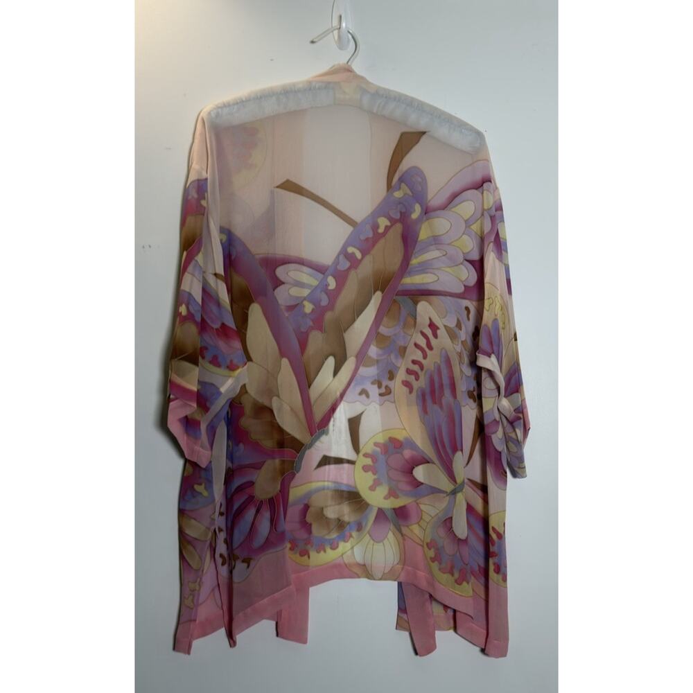 Women’s Sheer Kimono Cover Up Lot 2 Draper’s Studio Floral Plus Size Open Front - Picture 11 of 13